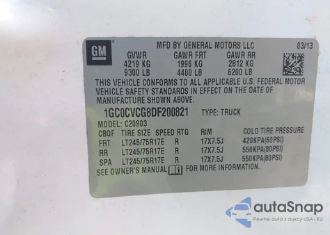 2013 Chevrolet Silverado 2500Hd Work Truck from USA, damaged, VIN 1GC0CVCG8DF200821